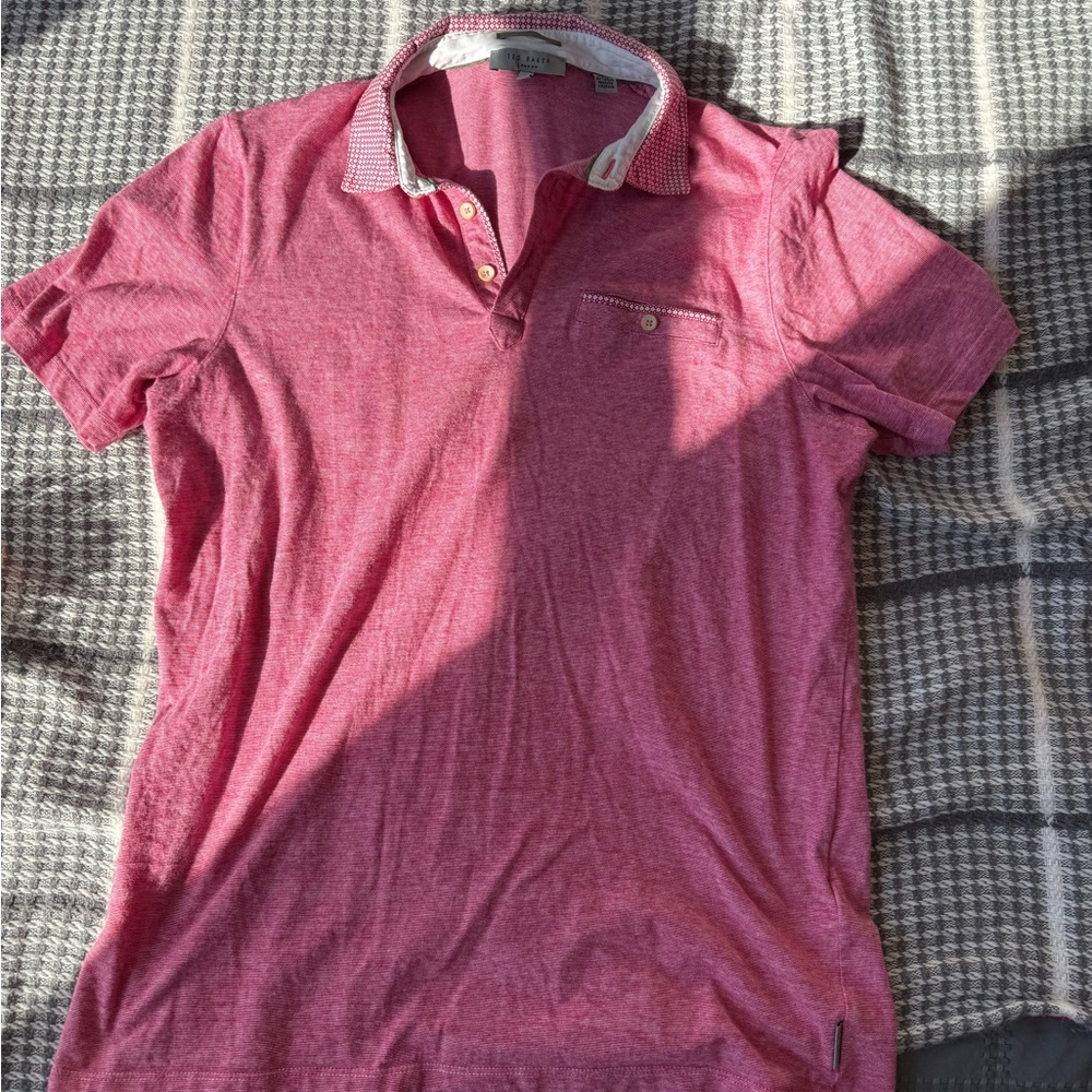 Ted Baker London Heathered Pink Polo with Contrasting Trim
